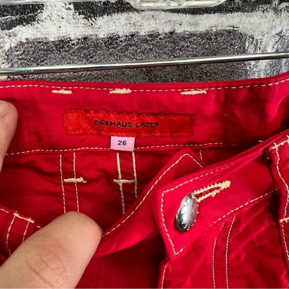 Eckhaus Latta Red Blunt Trousers - size 26 - Picture 10 of 12